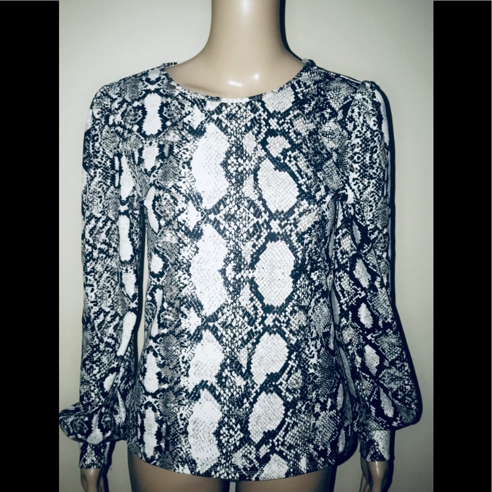 Express Blouse Snakeskin Pattern Long Sleeve - image 3